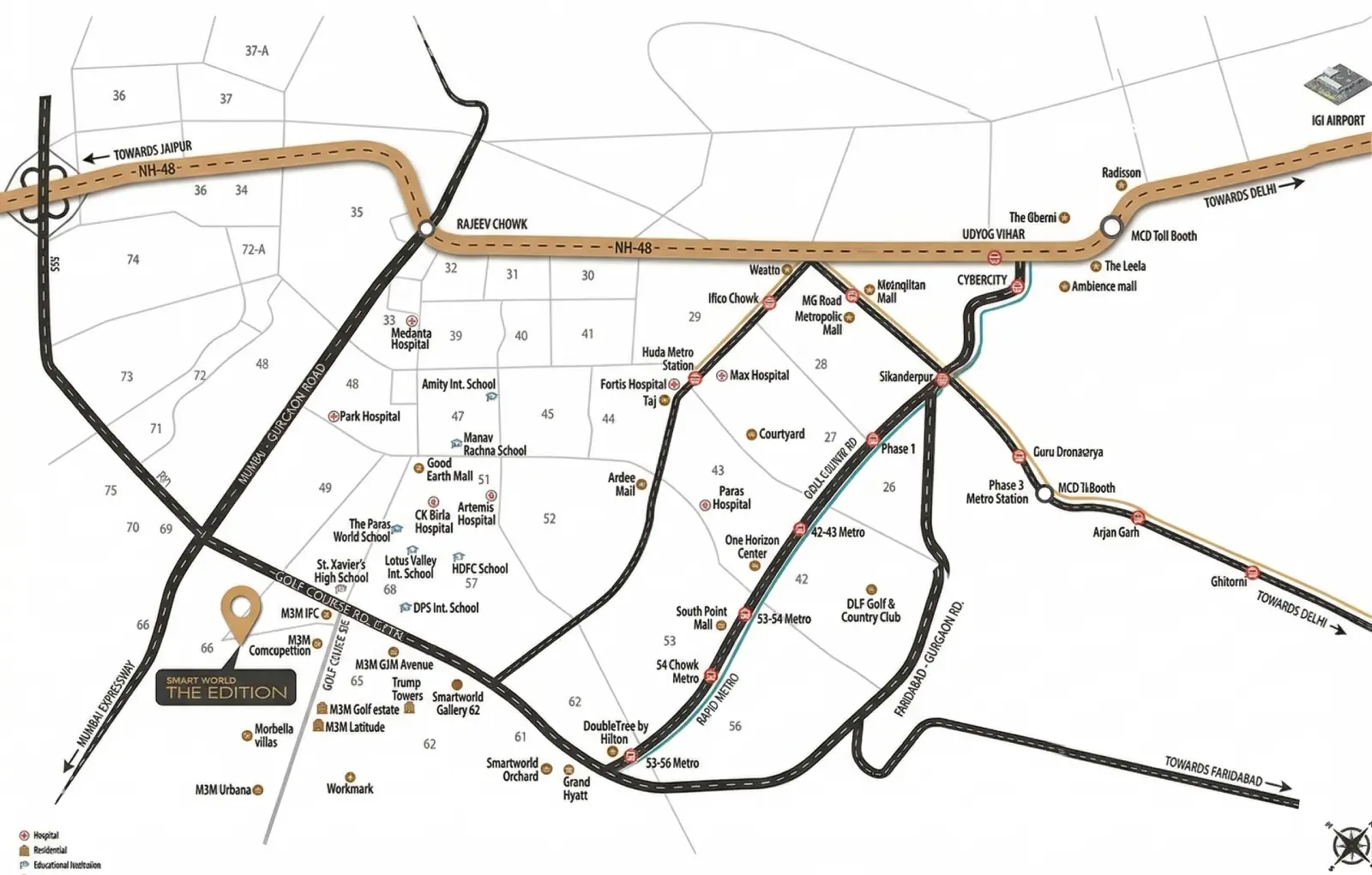 Smart World Sky Arc Sector 69 Gurgaon Location Map